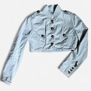 Stylish Light Blue Cropped Jacket